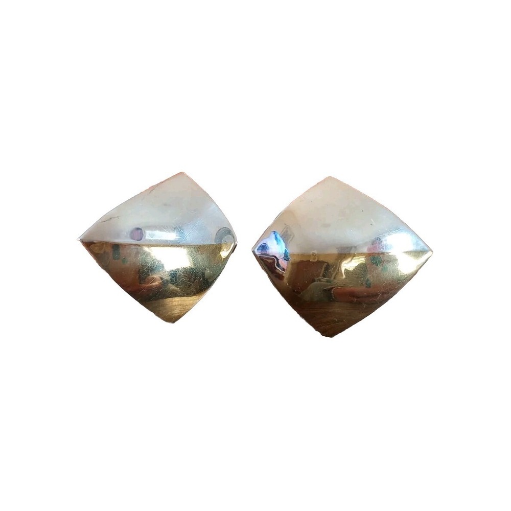 VTG Laton 925 Sterling Silver Taxco Mexico Two Toned Earrings (Replaced Backs)
